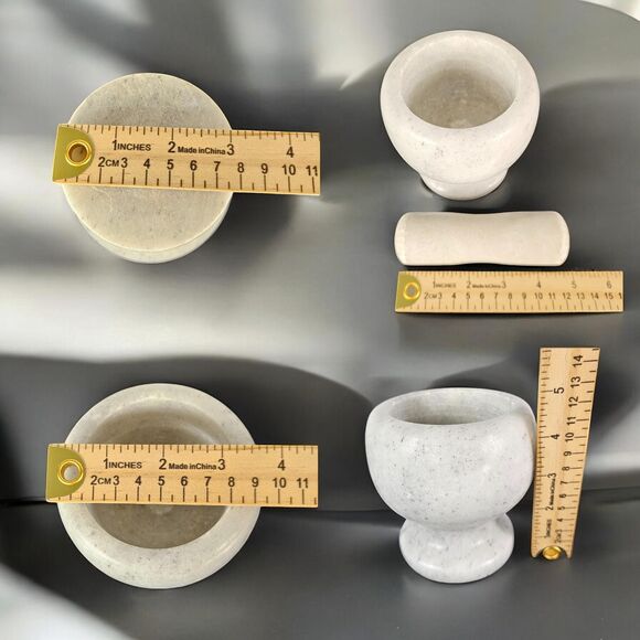 Marble Mortar and Pestle, white stone grinder for herbs & spices Christmas gift - Picture 6 of 7